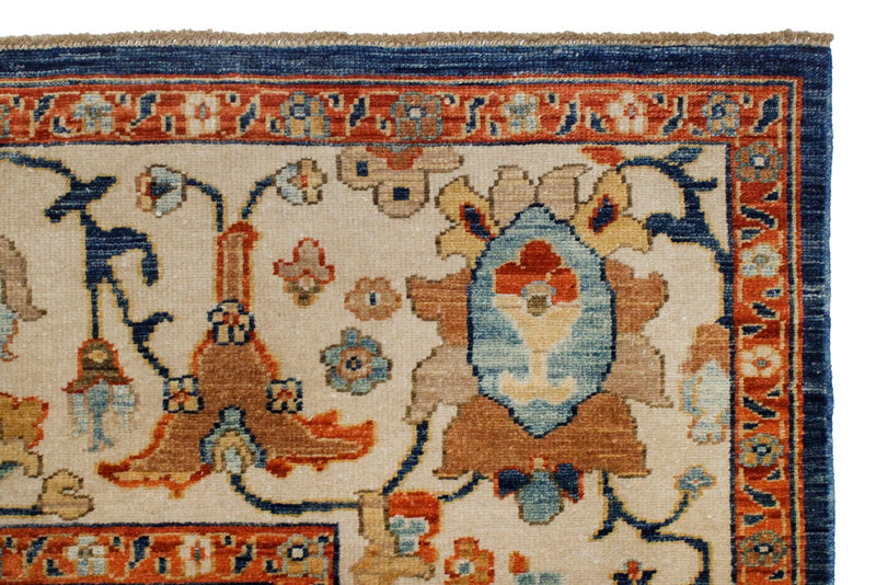 9x12 Blue and Beige Turkish Traditional Rug