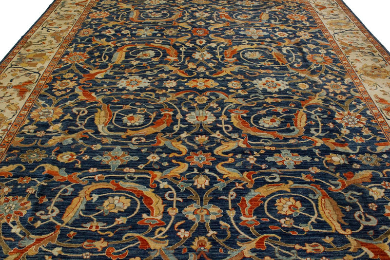 9x12 Blue and Beige Turkish Traditional Rug