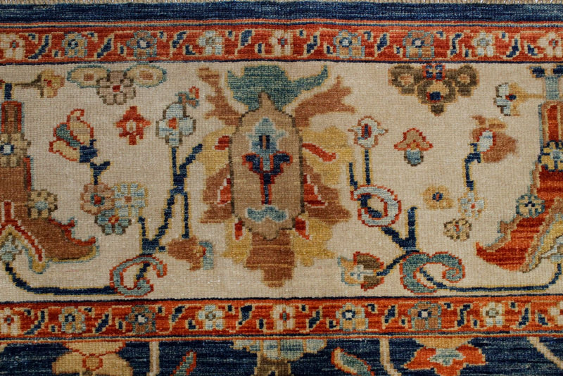 9x12 Blue and Beige Turkish Traditional Rug