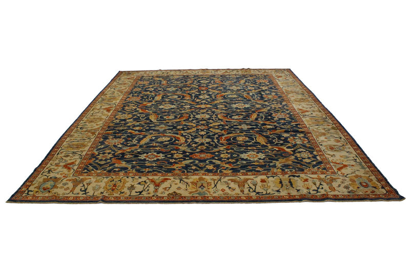 9x12 Blue and Beige Turkish Traditional Rug