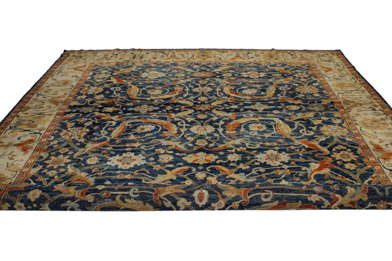 9x12 Blue and Beige Turkish Traditional Rug