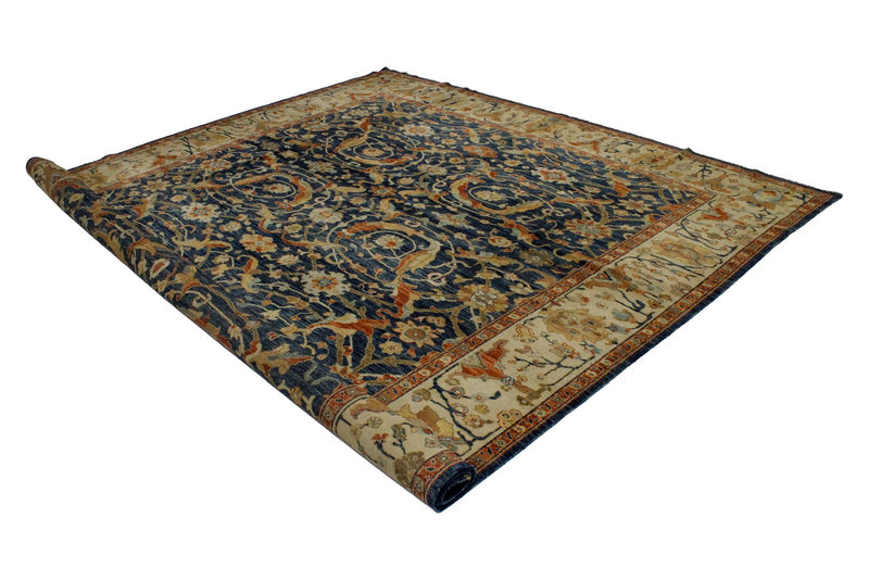 9x12 Blue and Beige Turkish Traditional Rug