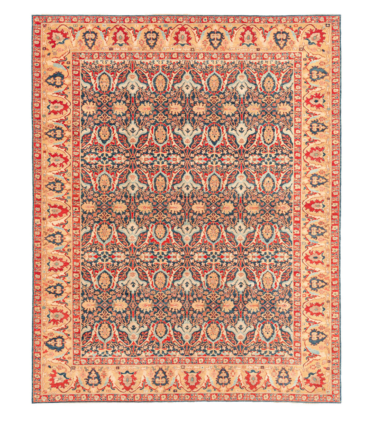 10x13 Blue and Gold Turkish Traditional Rug