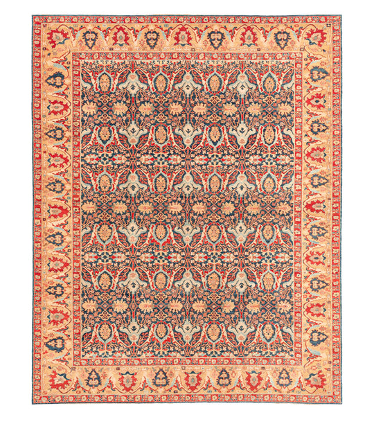 10x13 Blue and Gold Turkish Traditional Rug