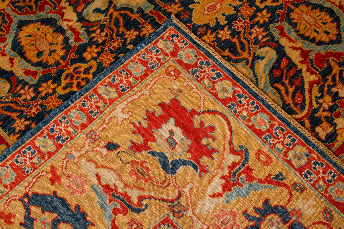 11x13 Blue and Gold Turkish Traditional Rug