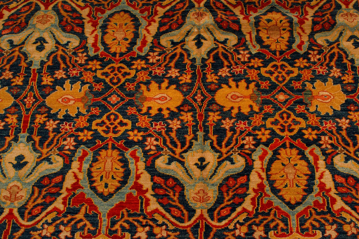 11x13 Blue and Gold Turkish Traditional Rug