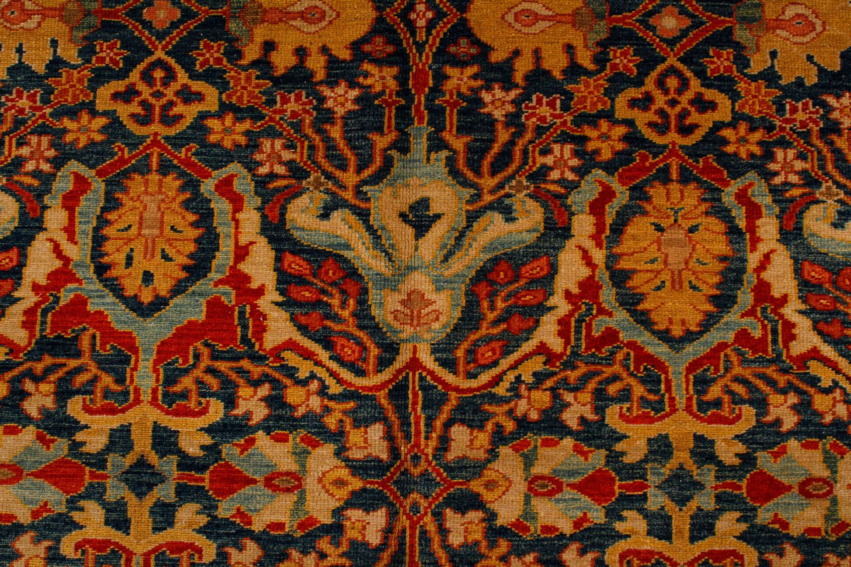 11x13 Blue and Gold Turkish Traditional Rug