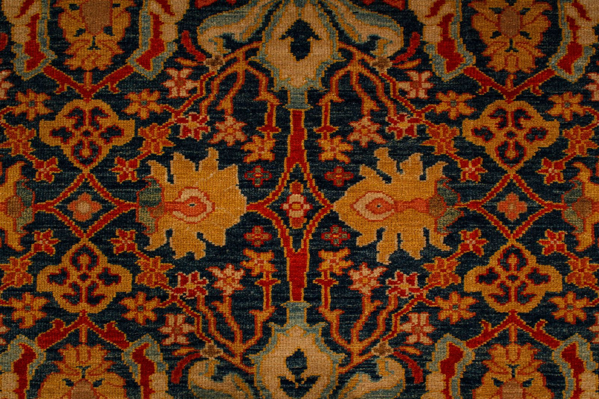11x13 Blue and Gold Turkish Traditional Rug