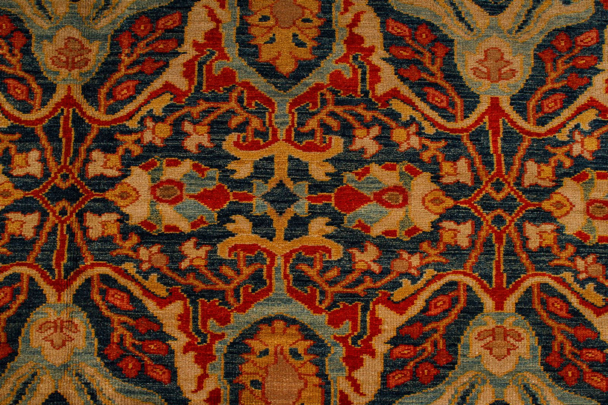 11x13 Blue and Gold Turkish Traditional Rug