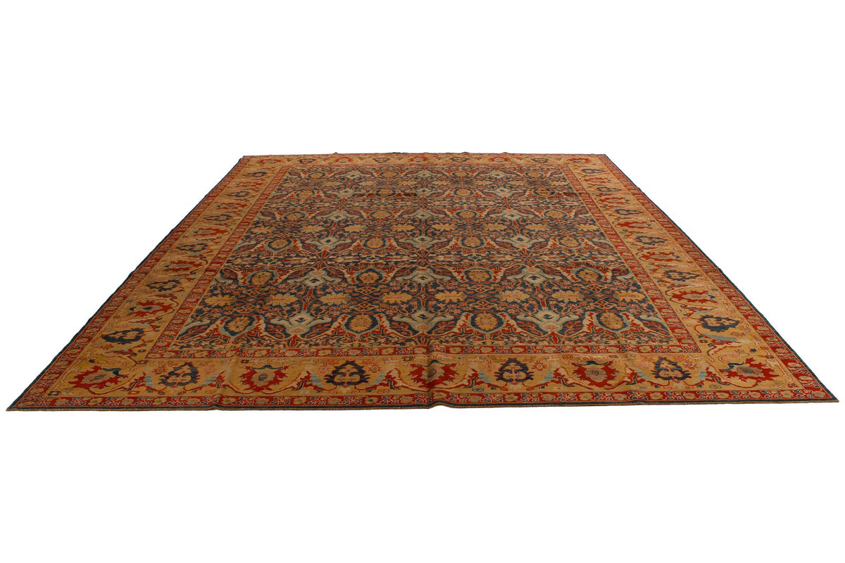 11x13 Blue and Gold Turkish Traditional Rug