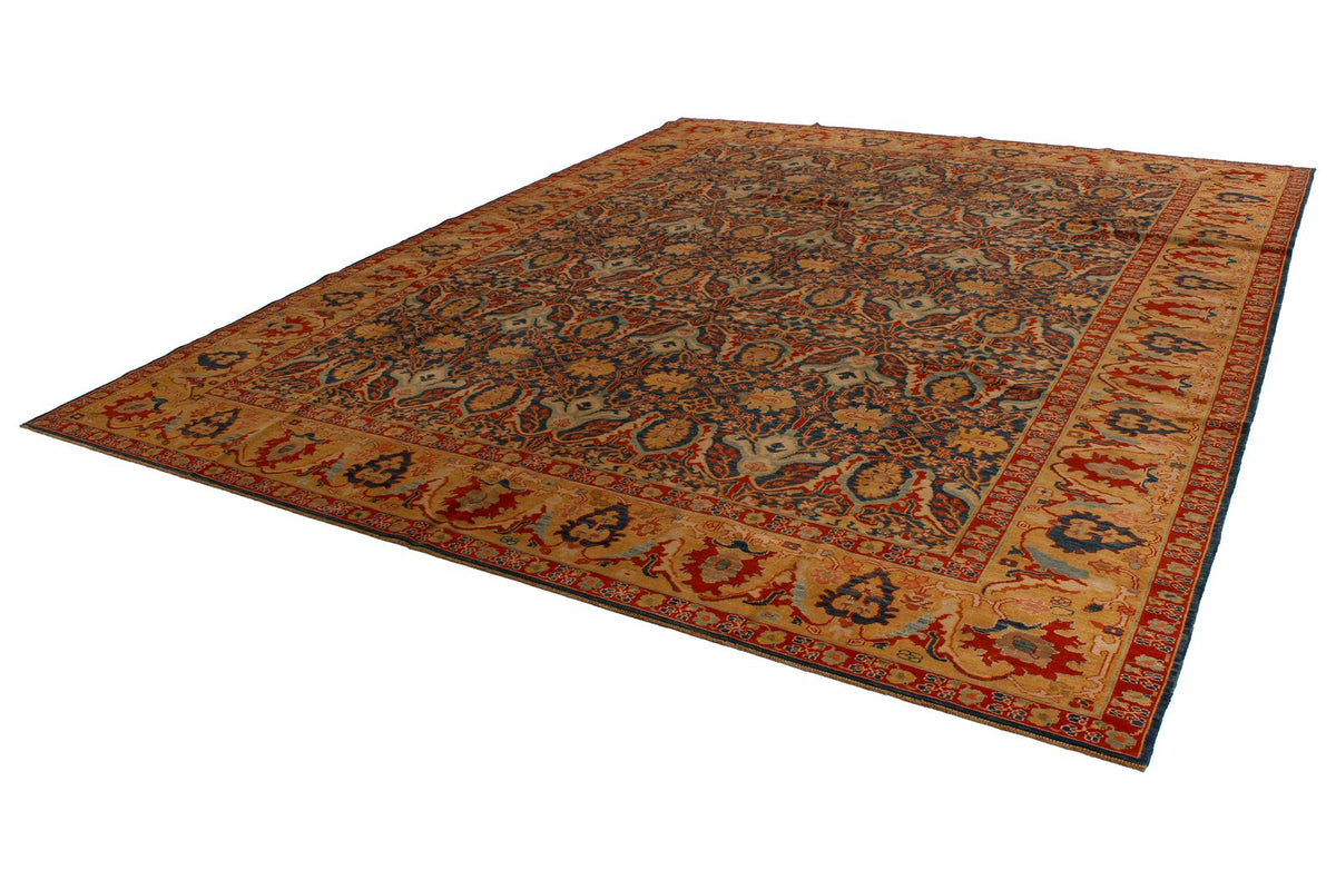 11x13 Blue and Gold Turkish Traditional Rug