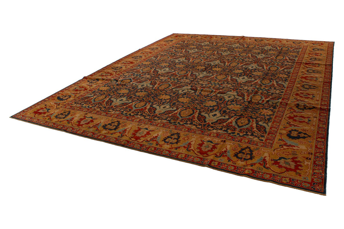 11x13 Blue and Gold Turkish Traditional Rug