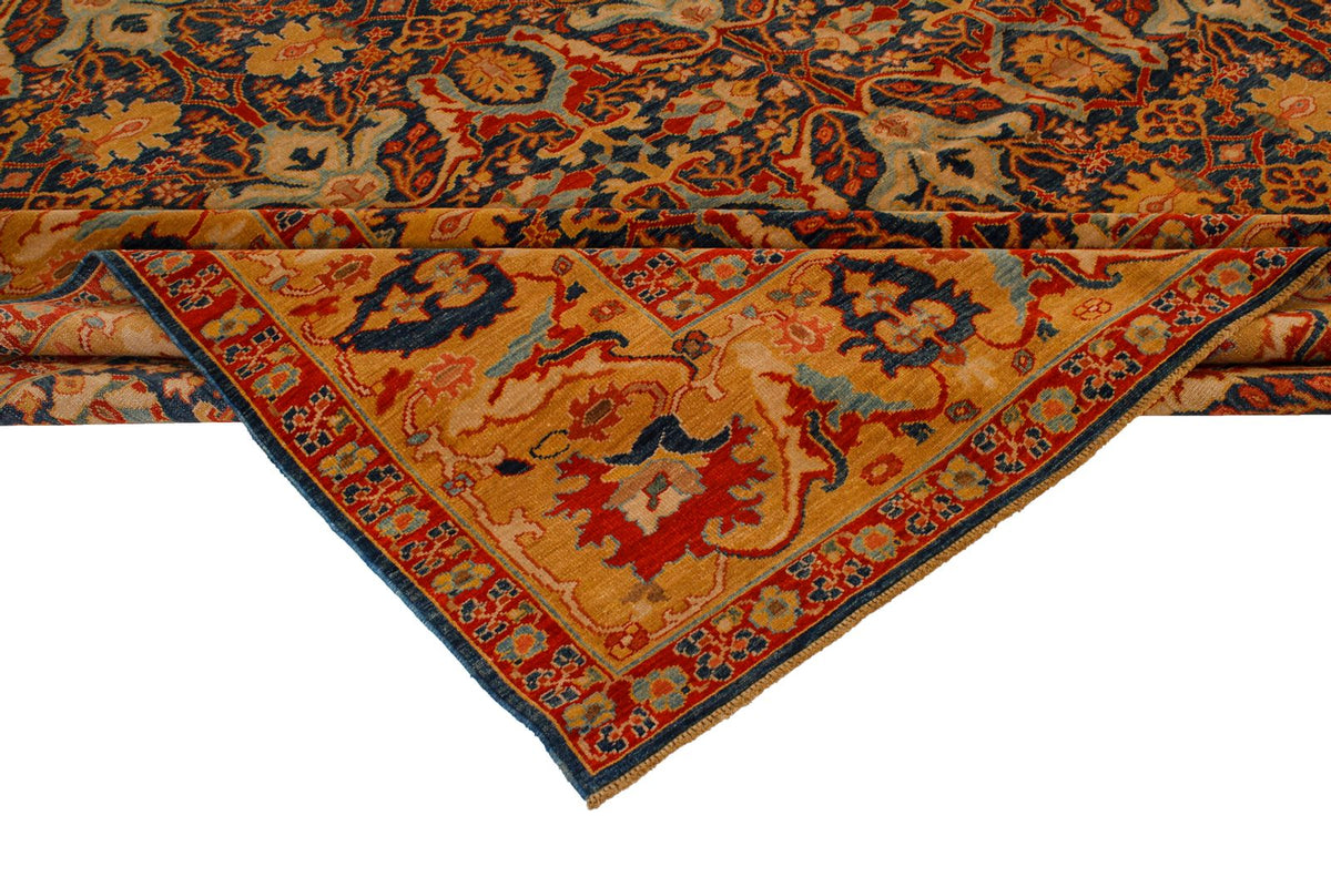11x13 Blue and Gold Turkish Traditional Rug