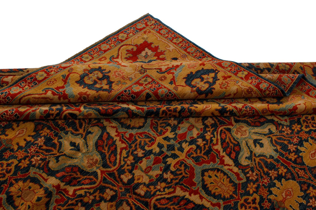 11x13 Blue and Gold Turkish Traditional Rug