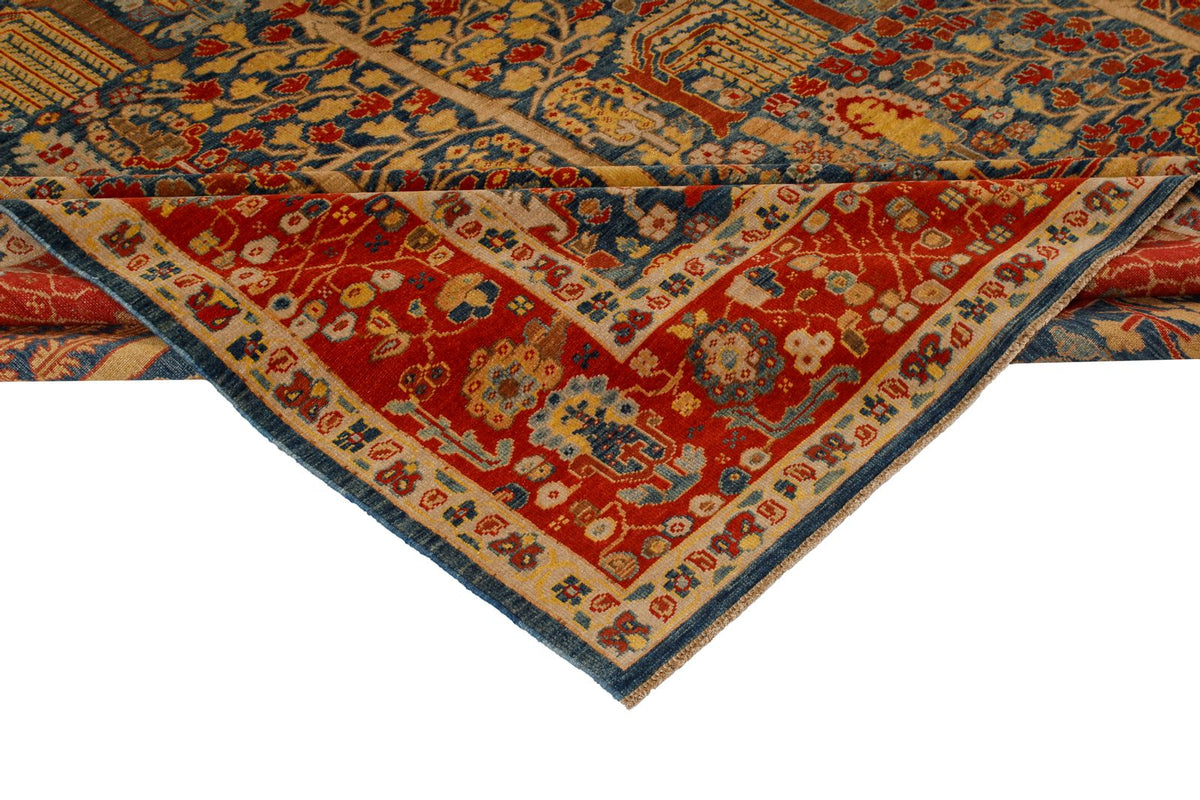 9x17 Blue and Red Turkish Traditional Runner