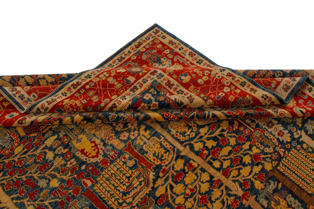 9x17 Blue and Red Turkish Traditional Runner
