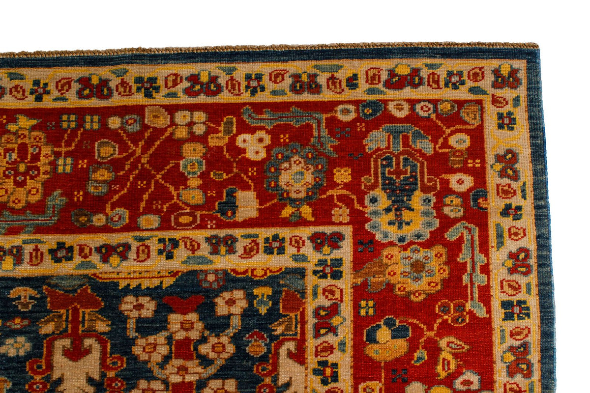 9x17 Blue and Red Turkish Traditional Runner