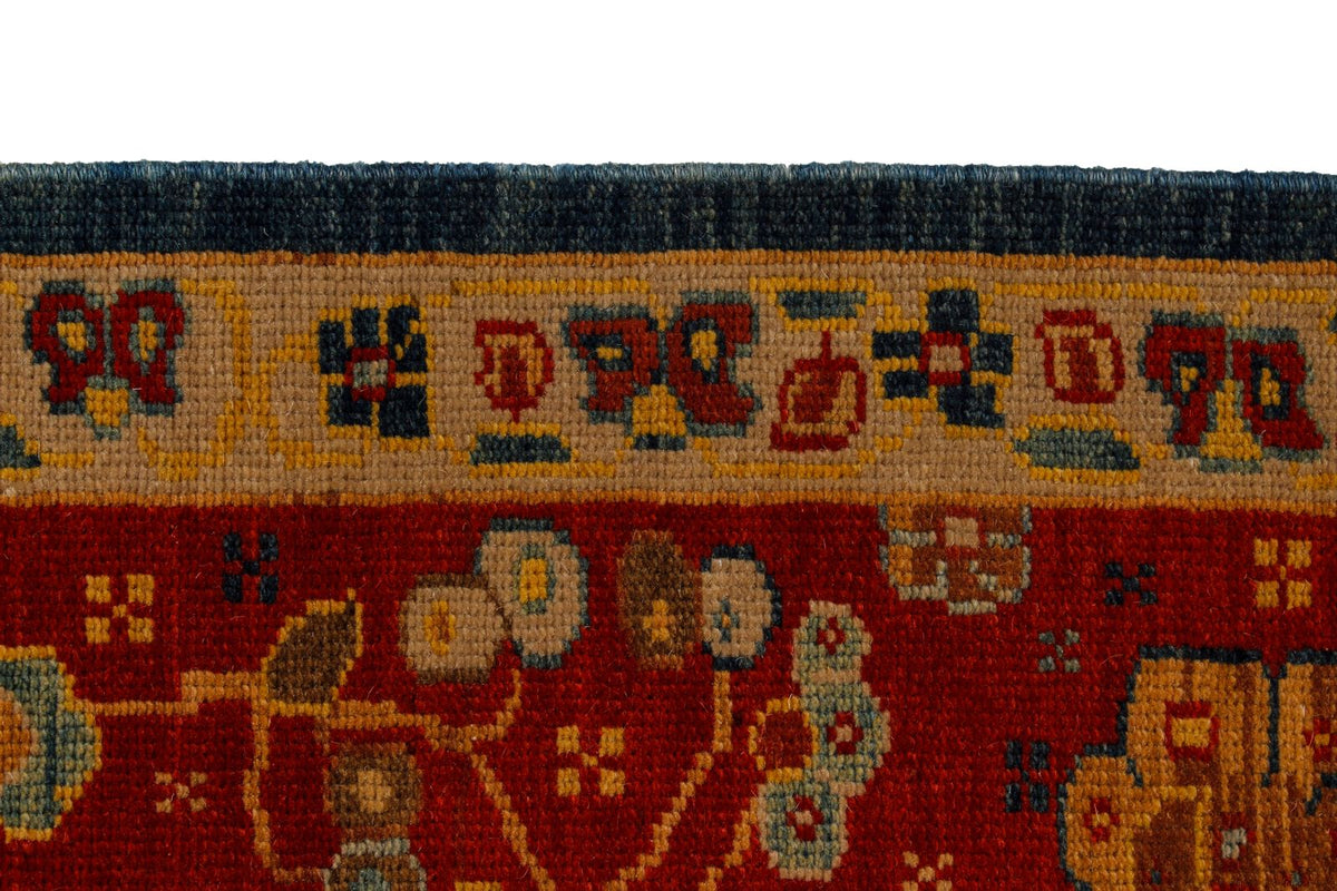 9x17 Blue and Red Turkish Traditional Runner