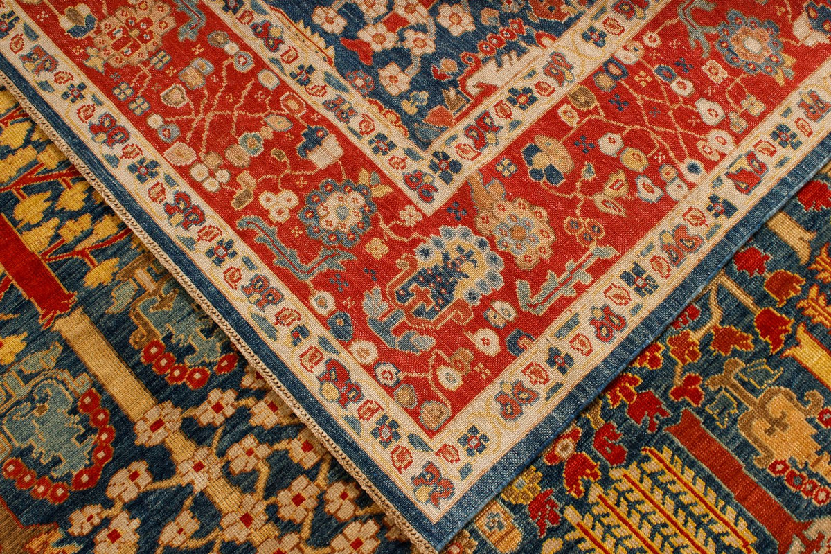 9x17 Blue and Red Turkish Traditional Runner