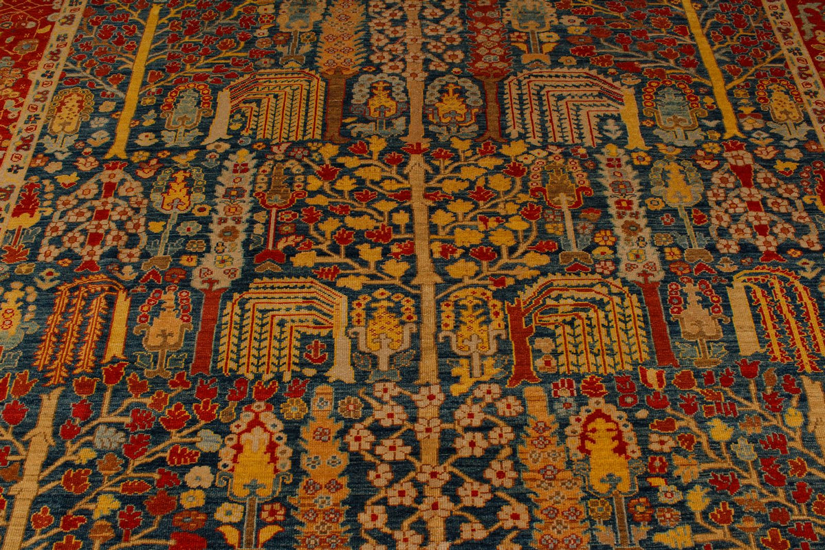 9x17 Blue and Red Turkish Traditional Runner