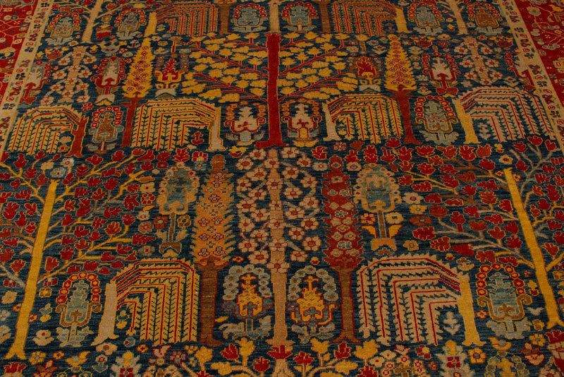 9x17 Blue and Red Turkish Traditional Runner