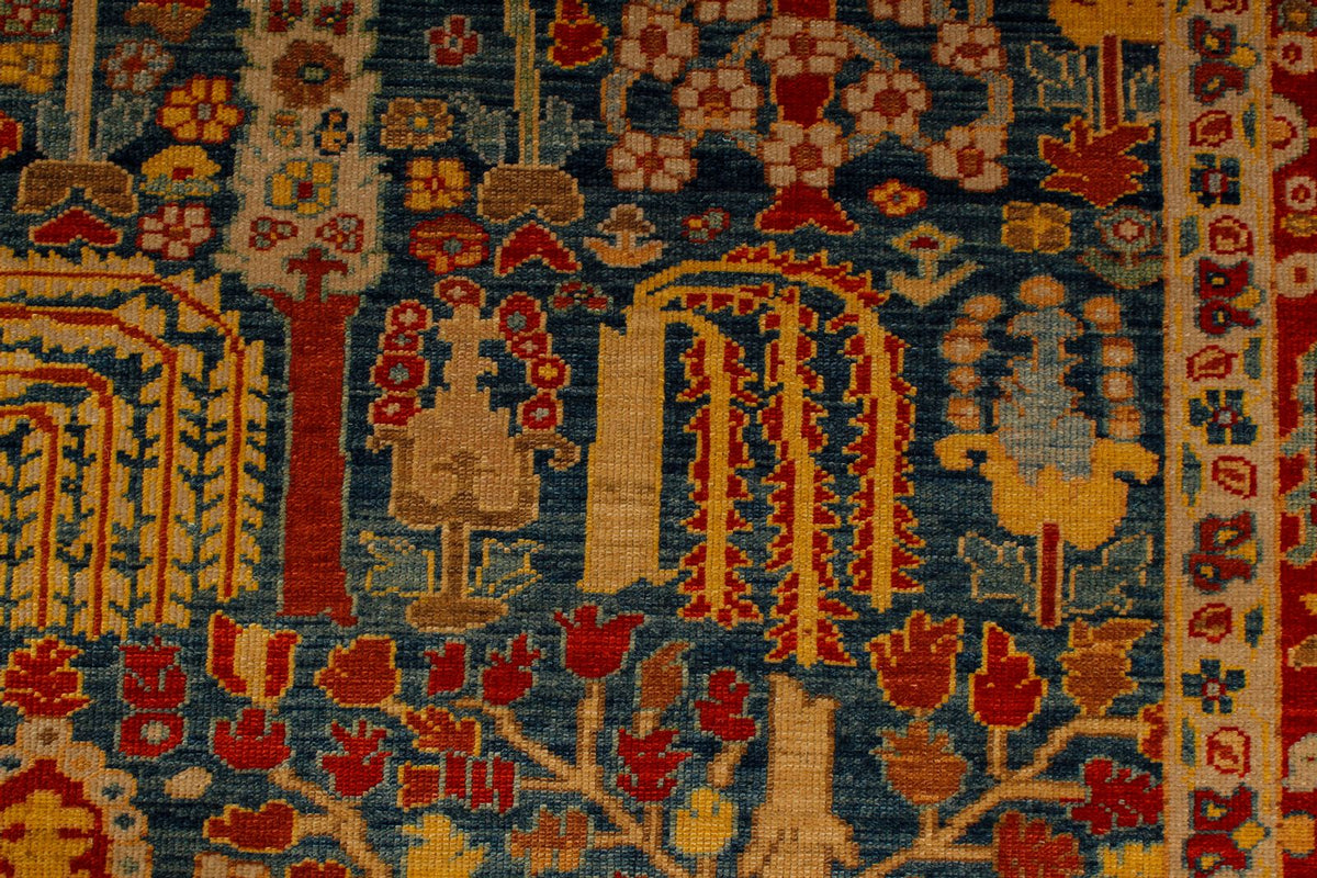 9x17 Blue and Red Turkish Traditional Runner