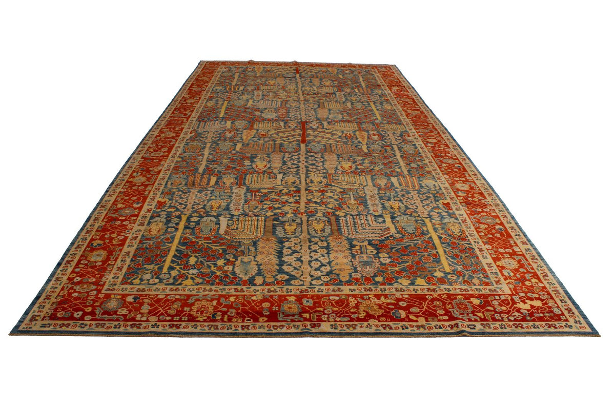9x17 Blue and Red Turkish Traditional Runner