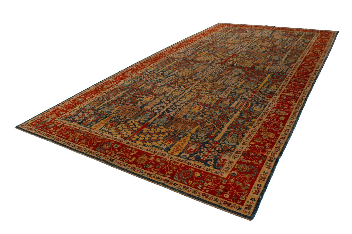 9x17 Blue and Red Turkish Traditional Runner