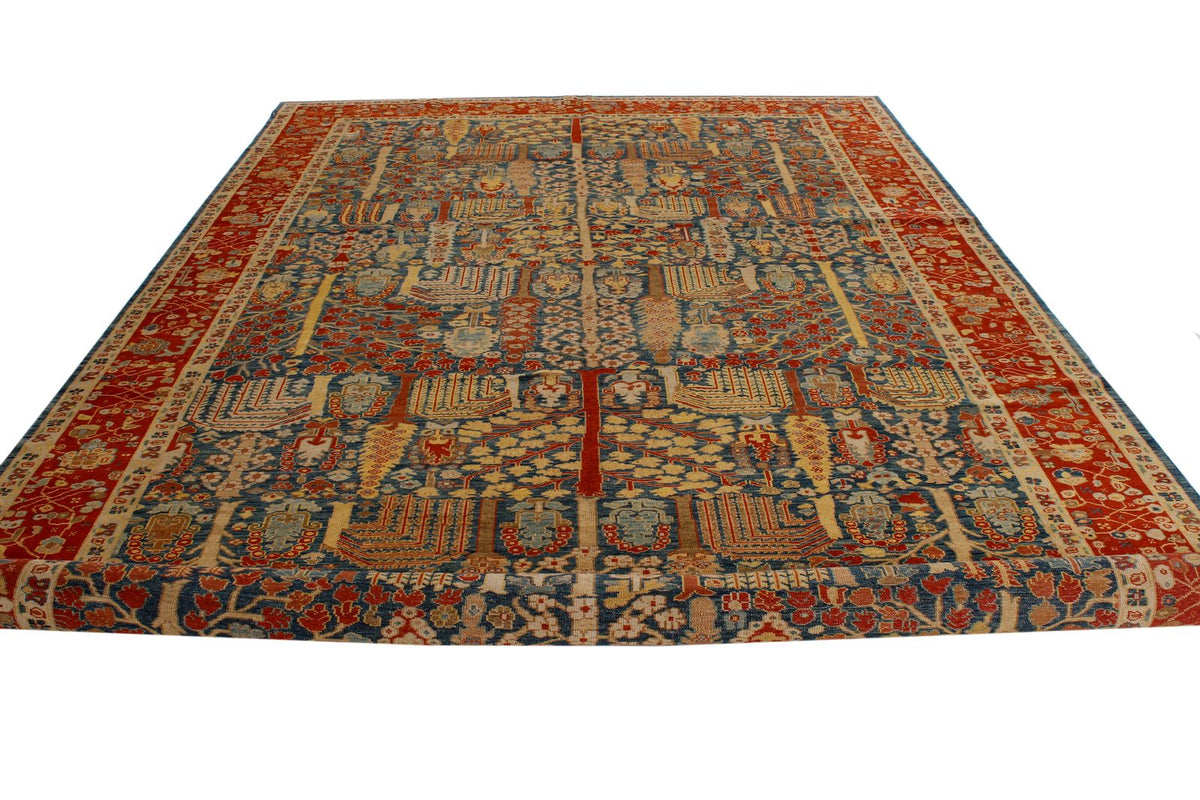 9x17 Blue and Red Turkish Traditional Runner
