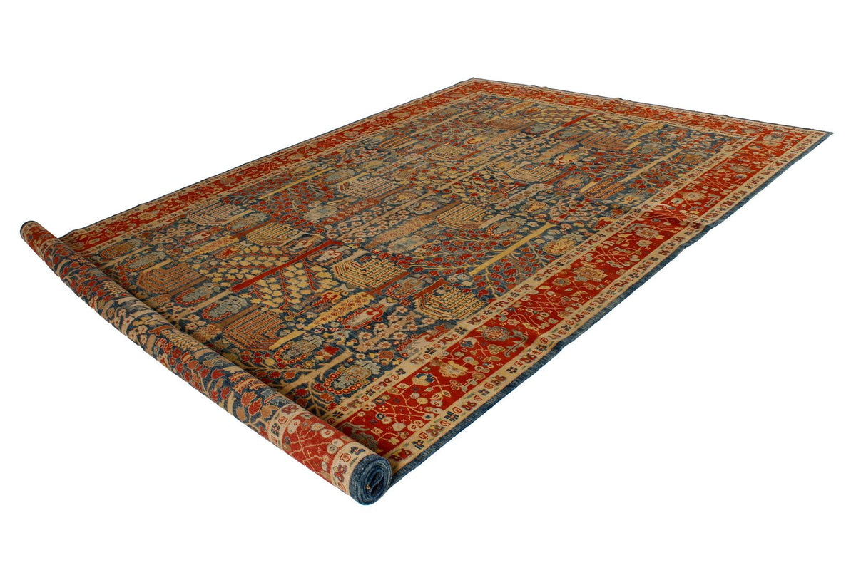 9x17 Blue and Red Turkish Traditional Runner