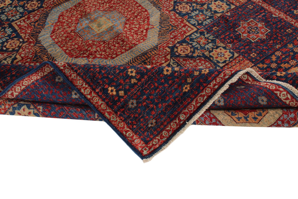 6x9 Navy and Multicolor Turkish Tribal Rug