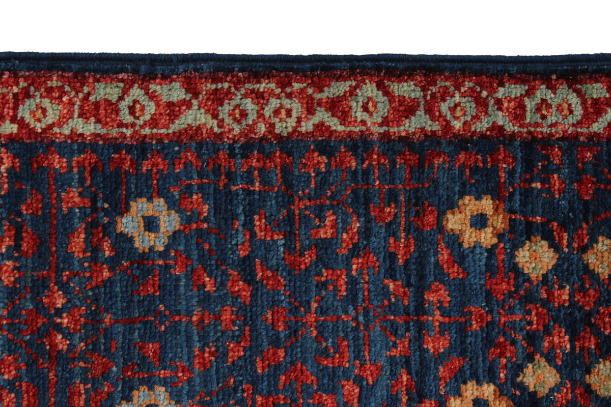 6x9 Navy and Multicolor Turkish Tribal Rug
