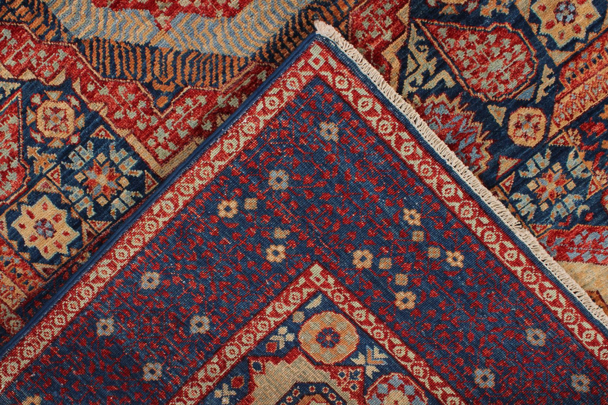 6x9 Navy and Multicolor Turkish Tribal Rug