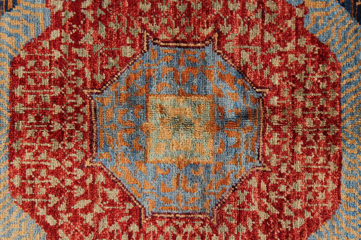 6x9 Navy and Multicolor Turkish Tribal Rug