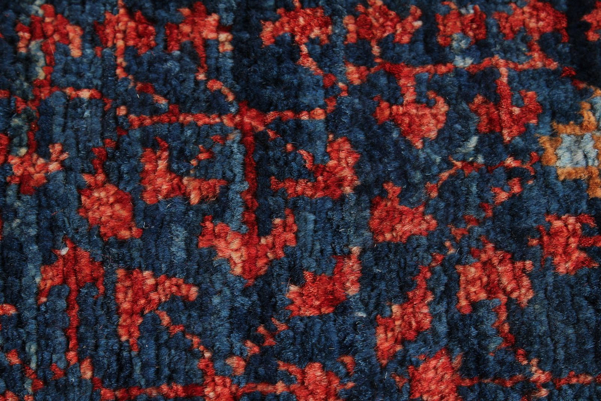 6x9 Navy and Multicolor Turkish Tribal Rug