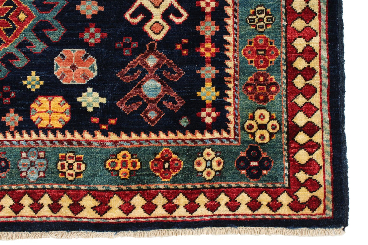 4x12 Navy and Green Anatolian Tribal Runner