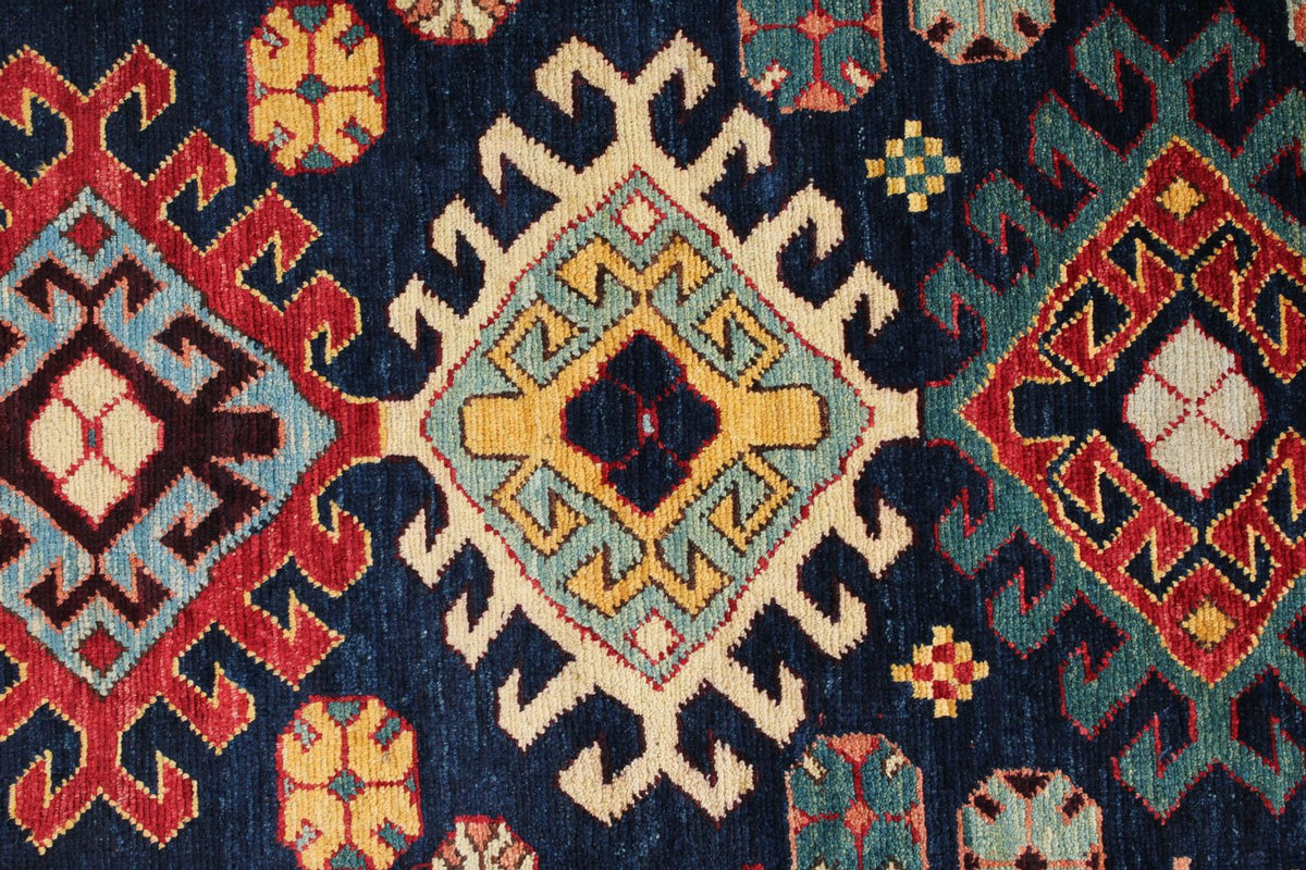 4x12 Navy and Green Anatolian Tribal Runner