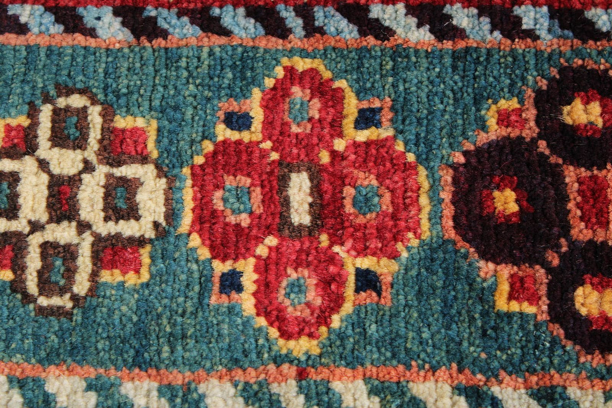 4x12 Navy and Green Anatolian Tribal Runner