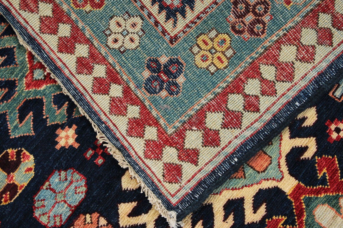 4x12 Navy and Green Anatolian Tribal Runner