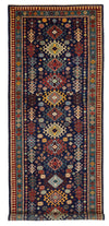 4x12 Navy and Green Anatolian Tribal Runner