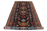 4x12 Navy and Green Anatolian Tribal Runner