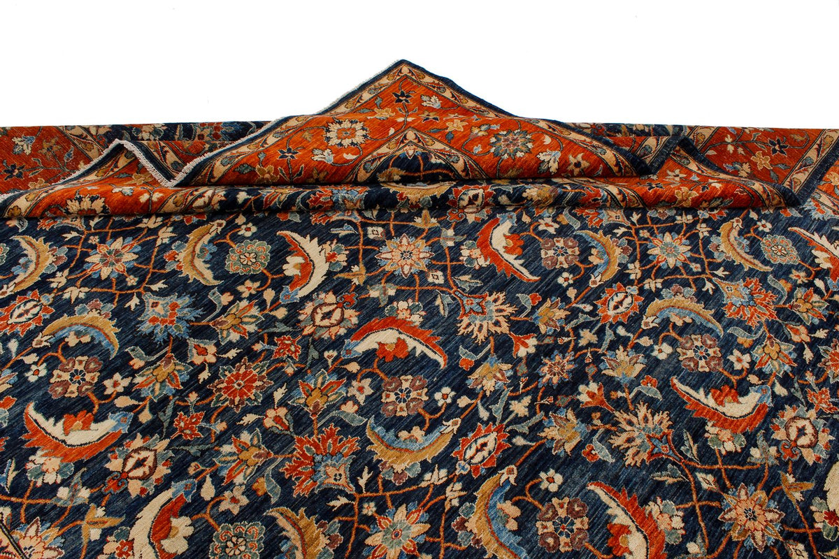 9x12 Navy and Red Traditional Rug