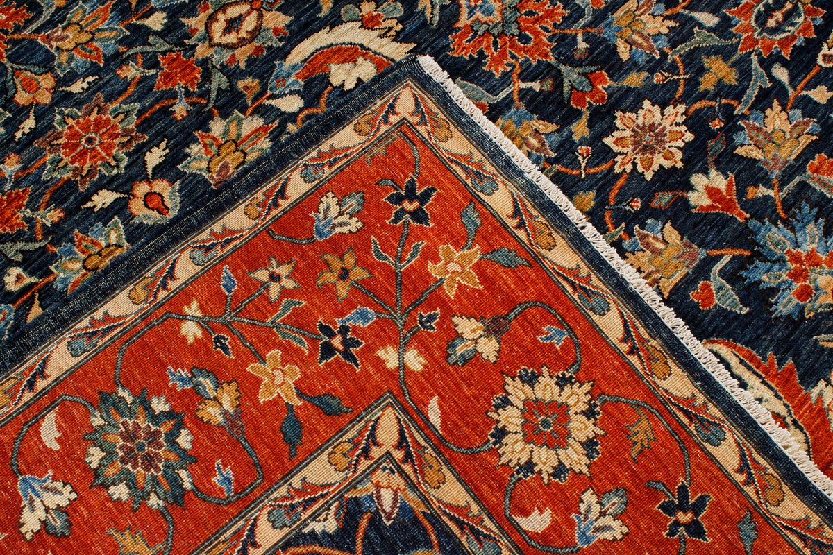 9x12 Navy and Red Traditional Rug