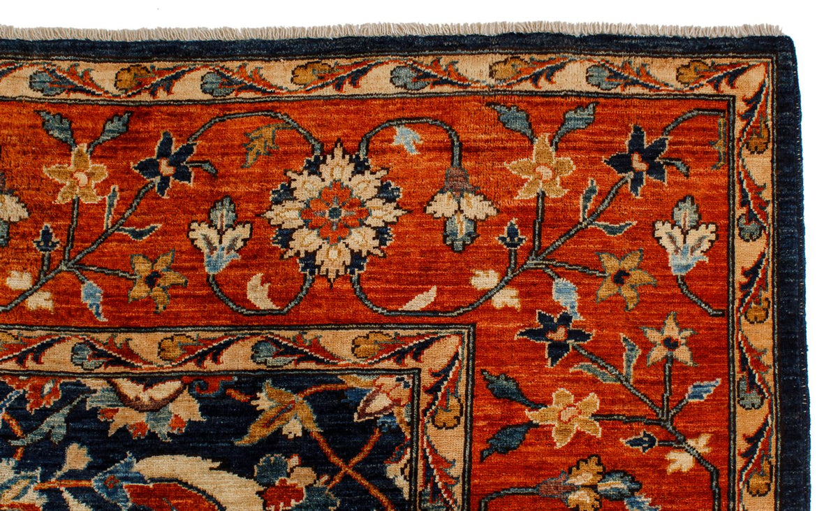 9x12 Navy and Red Traditional Rug