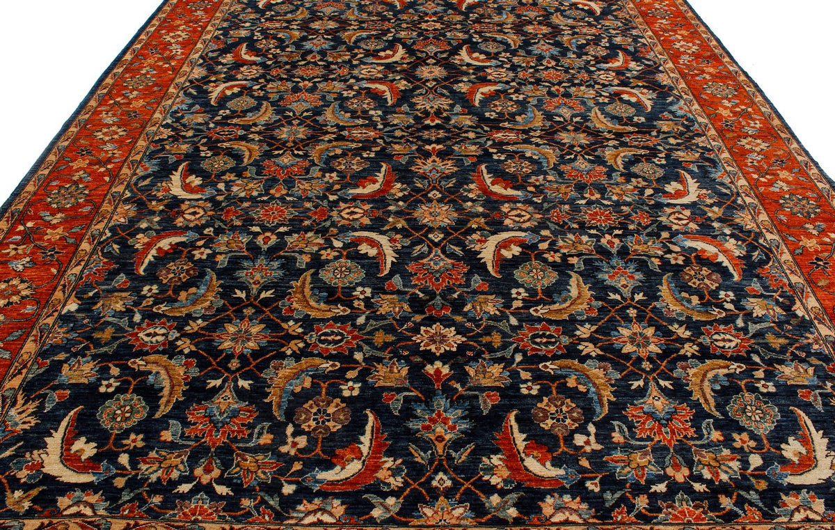 9x12 Navy and Red Traditional Rug