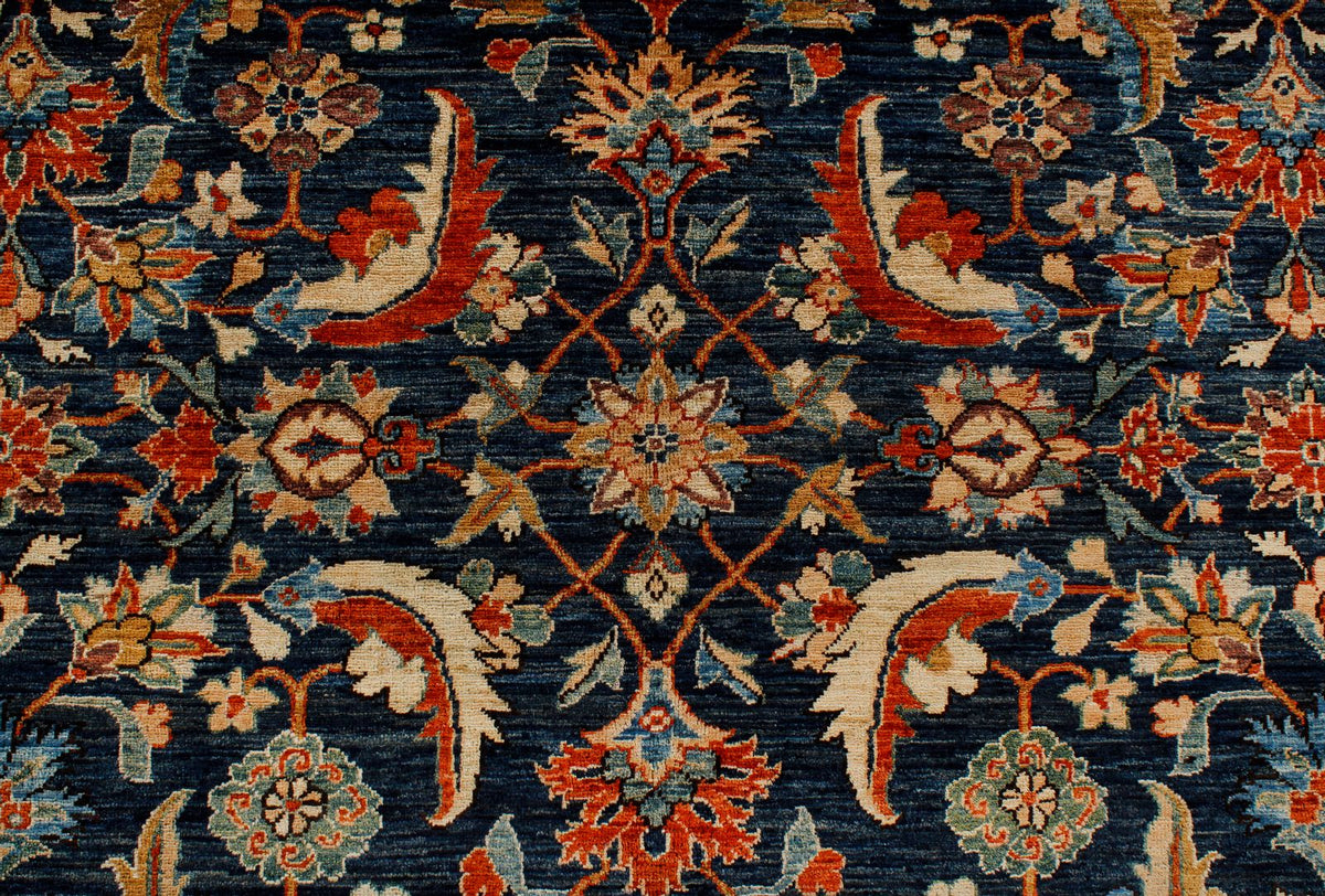 9x12 Navy and Red Traditional Rug