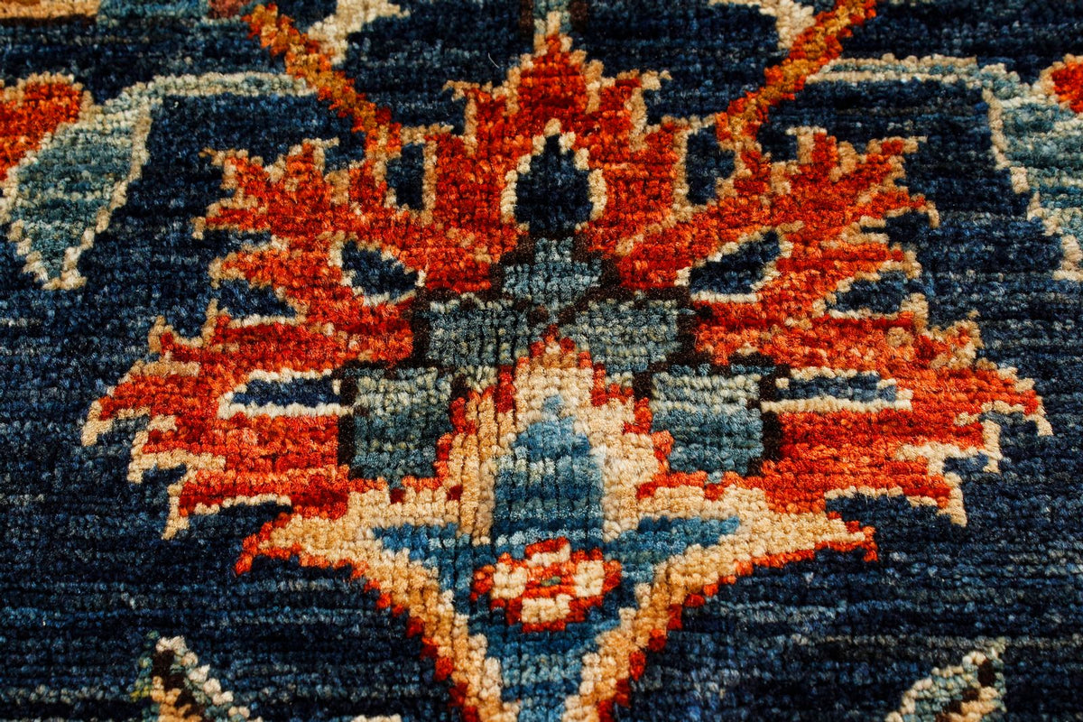 9x12 Navy and Red Traditional Rug