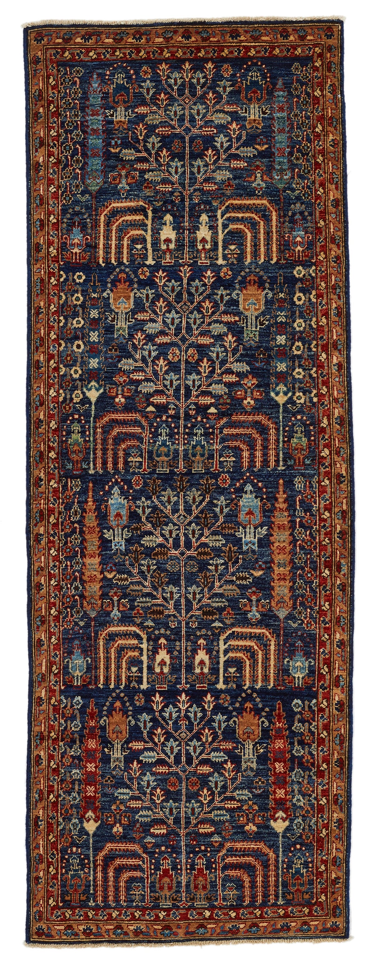 3x8 Navy and Red Traditional Runner