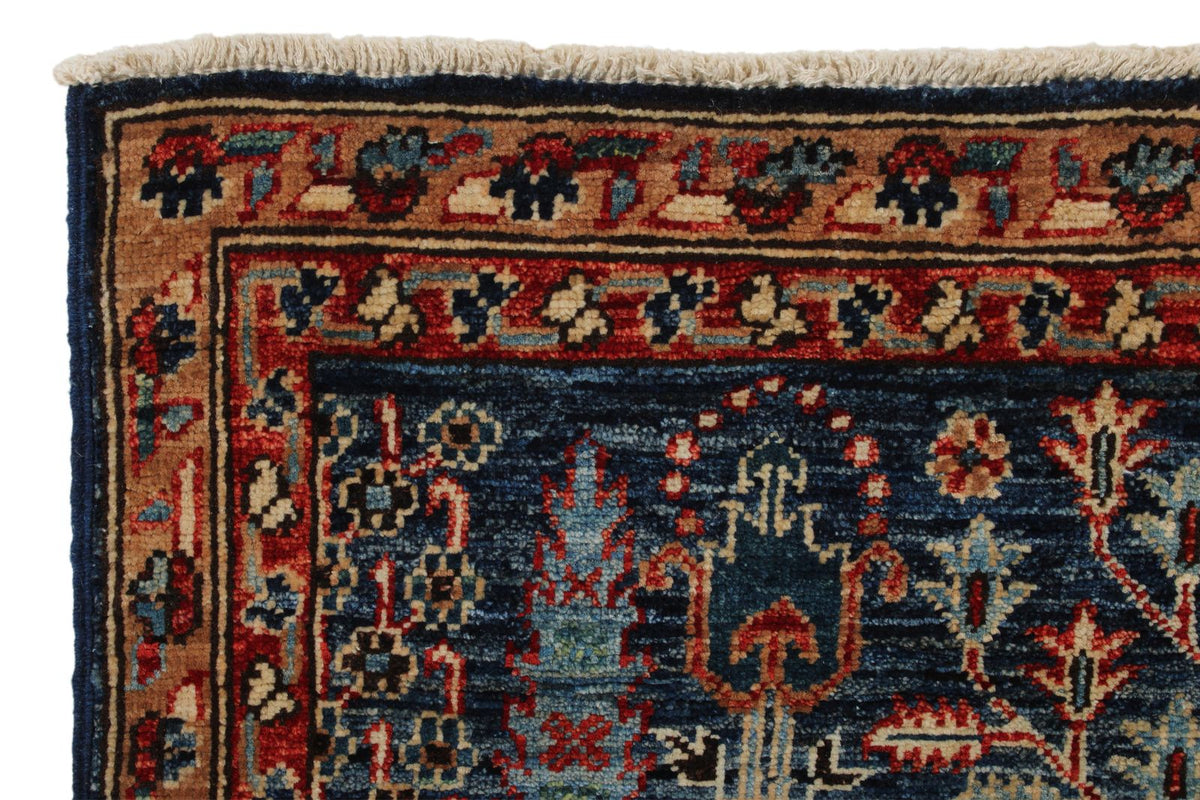 3x8 Navy and Red Traditional Runner