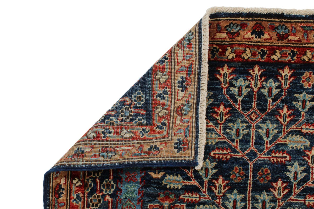 3x8 Navy and Red Traditional Runner